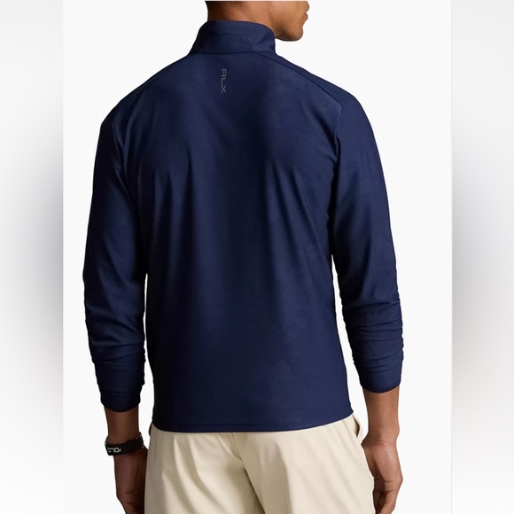 NWT RLX Ralph Lauren Knit Jacquard French Navy Camo Mens Golf Half Zip - Picture 2 of 8